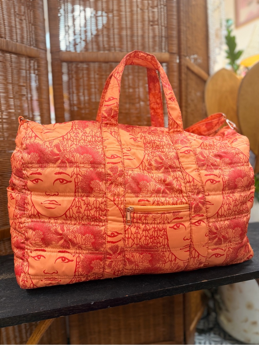 Manaola Quilted Kinolau Collection Orange Travel Bag